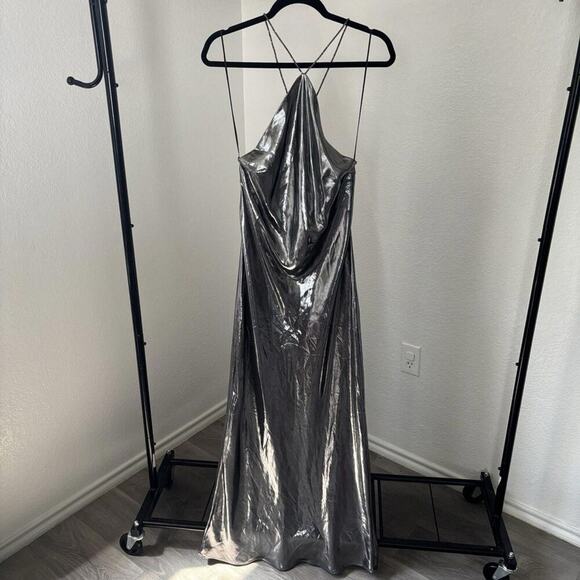 Zara FW23 Metallic Rhinestone Strappy Halter Dress Blogger Fav New Year Wedding - Picture 4 of 8